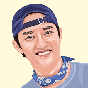 Portrait Illustration - Printed on Canvas c/w Frame - Wall Deco