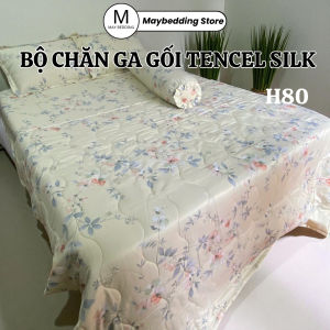 Bộ Chăn Ga Gối Tencel Silk Hoa Văn Cao Cấp Mềm Mịn Thoáng Mát - Nhiều Kích Thước