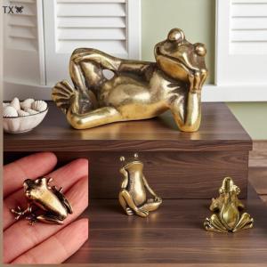 SHNGki Retro Brass Mini Ếch Thu Nhỏ Bức Tượng Nhỏ Cổ Điển Động Vật Bức Tượng Con Toad Máy Tính Để Bàn Đồ Trang Trí Nội Thất Thủ Công Trang Trí Trà Pet Trang Trí Nội Thất