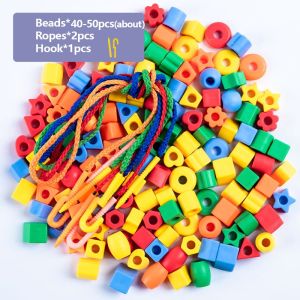 HAHA TOY Mainan Meronce Manik-manik Tali Primer Mainan Edukasi Montessori Gelang Bentuk Geometris