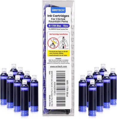 WRITECH Retractable Fountain Pen Set: Fine Nib Black Ink Pens Includes 5 Ink Cartridges Smooth Writing for Sketching Journaling Calligraphy Gift (Black)