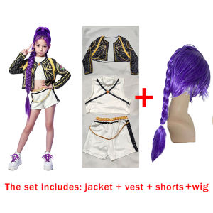Halloween Costumes Kpop Warrior Costume 3Pcs Rumi Cosplay Clothing Wigs Idol Star Kpop Anime Stage Performance Christmas Outfits