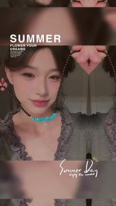 Vòng cổ hạt đá mã não đen tự nhiên và ngọc lam thiết kế độc đáo vòng cổ ngọc trai nước ngọt sang trọng nhẹ nhàng dây chuyền xương quai xanh mạ bạc.