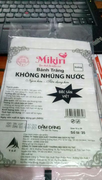 BÁNH TRÁNG KO NHÚNG NƯỚC MIKIRI VUÔNG LỚN 35 LÁ (Gói) | Lazada.vn