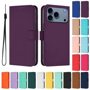 Color Leather Case For iPhone 17 16 Pro Max iphone Air 16 Plus Card Slots Holder Flip Wallet Cover Shell Fundas