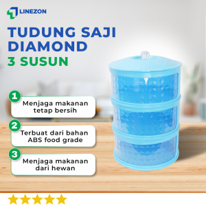 [Diamond] Rak Makanan Susun BIRU 3 tingkat / Penutup Makanan Susun / Tutup Makanan / Food Cover / Penutup Makanan Insulasi Tahan Panas / Tudung Saji Susun