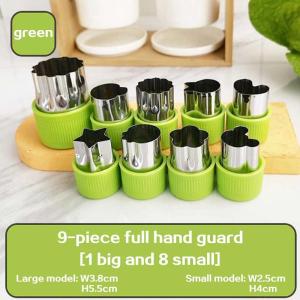 9PCS Stainless Steel Fruit Vegetable Cutters Biscuit Embossing Mold Cookie Sandwich Mold Set for DIY Baking Food Art Decor