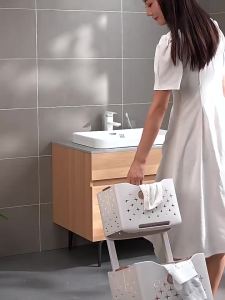 LZD  Foldable Laundry Basket Plastic Combined Two-Layer Laundry Basket Bathroom Clothes Toy Storage Basket Pulley Laundry Bucket