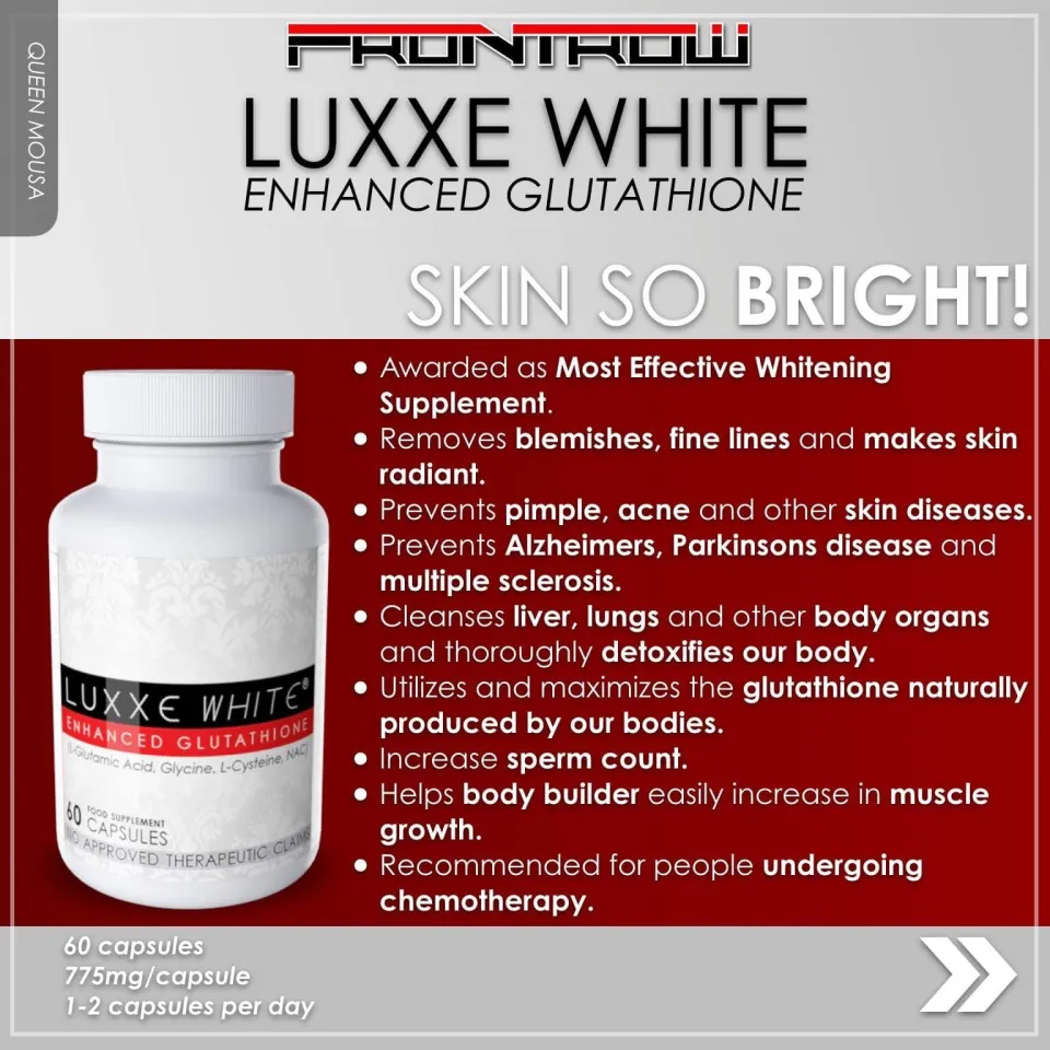 glutathione coq10 Luxxe White Enhanced Glutathione 775mg 60 Capsules