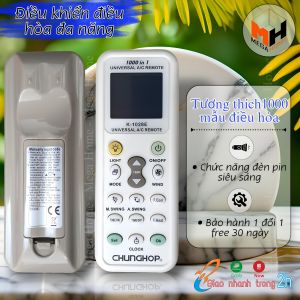 Điều khiển điều hòa đa năng K-1028E 1000in1 Remote máy lạnh đa năng 2 mắt hồng ngoại tích hợp đèn pin tiện lợi