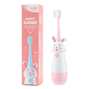 3-12 Ages Children Electric Toothbrush Rotating Cute Bunny Cartoon Pattern Kids With Soft Replacement Heads Non-Slip Toothbrush