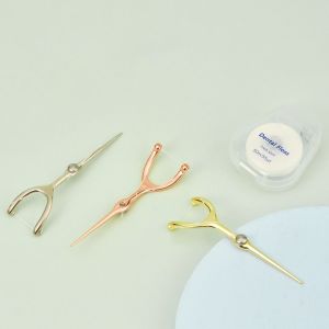 XUNXUAN Tái sử dụng Bộ tăm inox Tay cầm Di động Dụng cụ giữ chỉ nha khoa Dụng cụ làm sạch răng Bền Tăm Xỉa Răng 50m Hộ gia đình