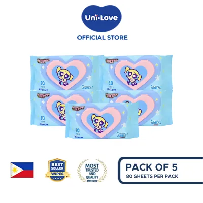 Uni-Love x The Powerpuff Girls Wipes 80s (Bubbles) Pack of 5