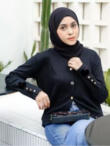 Kardigan Rajut Anggun Lengan Kancing Kekinian - Gaya Korea