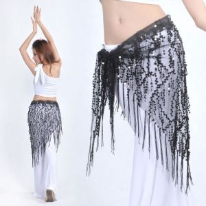FHDFH Women Triangle Scarf Belly Dance Hip Scarf Sequins Tassel Belly Dancing Belt