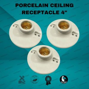 4 Inch Porcelain Ceiling Receptacle Electrical Light Bulb Holder