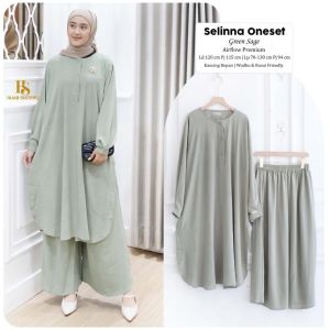 Setelan Wanita Long Tunik Celana Panjang Kulot Selinna Oneset Fashion Muslimah Syari