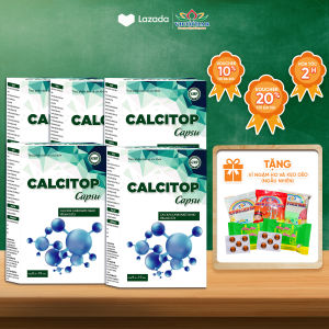 Canxi Hữu Cơ Nano Vitamin D3 K2 MK7 Kẽm Magie CALCITOP CAPSU Hộp 60v