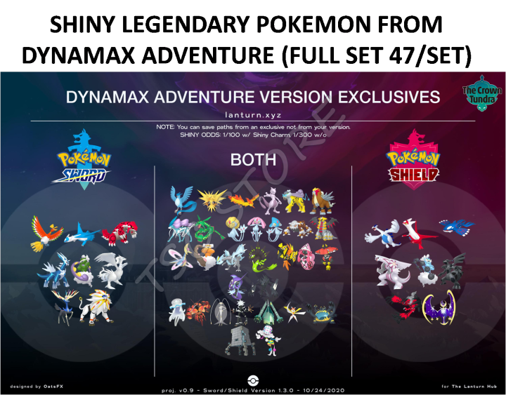 Pokemon All Shiny Legendary From Max Adventure Full Set (47/set 