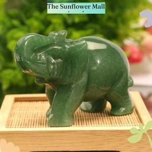 Sunflower Elephant Statue Figurine Natural Amethyst Rose Quartz Animals Sto