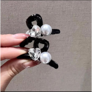 Pearl Hair Clip Hair Pin 爱心珍珠水钻发夹 Klip Rambut Jepit Anak Rambut Elegant Women Diamond Side Clip Forehead Hair Accessories