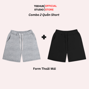 (Combo 2 Quần Short thun) TRƠN màu Vải Da Cá TEEHUB dáng xuông thoải mái Bản Nâng Cấp