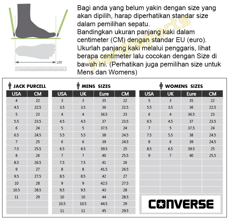 Ukuran sepatu store converse ori