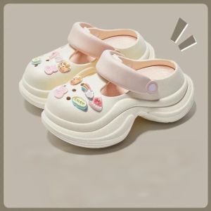 [Free Shipping] WomenS Spring/Summer Simple Beach Shoes Two-Tone Outdoor Thick-Soled Sandals WomenS Slip-On Sandals Closed-Toe Slippers