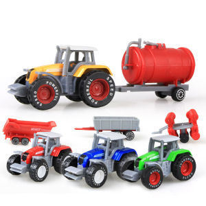 4 Pcs Set Farm Tractor Truck Vehicles Car Model Engineering Educational Toys for Kids Boys Gift