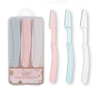 Set 3 Dao Cạo Lông Mày Kèm Hộp Đựng Thiết Kế Gấp Gọn Tiện Lợi Dụng Cụ Tỉa Chân Mày Êm Nhẹ An Toàn Không Làm Xước Da