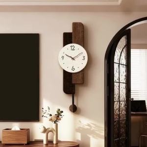 xpkQ Creative Wall Clocks with Pendulum French Retro Luxury Wall Clocks Handmade Sandstone Silent Watches Livingroom Decoration 9Q4T2
