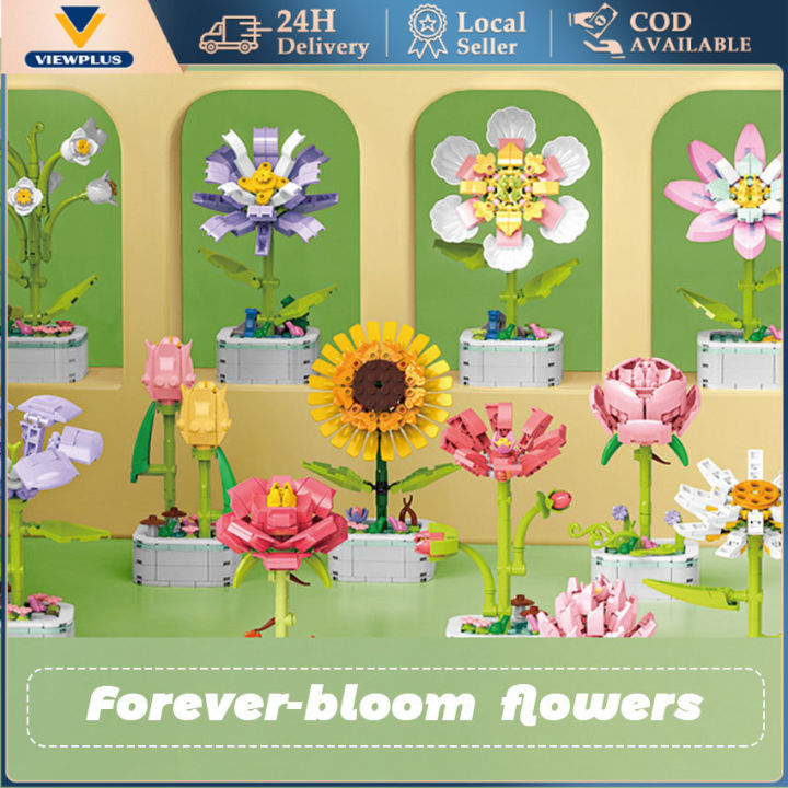 Building Blocks Flower DIY Rose Eternal Bouquet Model Assembly