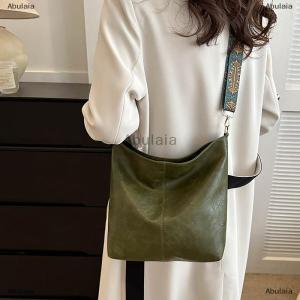 [COD] Abulaia Vintage Solid Color Women Fashion Shoulder Sling Bag High-Capacity Simple Wide Strap Bucket Crossbody Bag