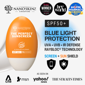 Nano Skinz SG Perfect Sunscreen SPF50+ - UVA UVB Blue Light Sun Protection Supports Healthy Skin
