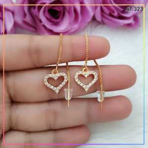 Cute Jewelry Anting Dewasa Jurai Tusuk Korea Love Permata Perhiasan Wanita AT 323