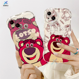 Xinyu Casing hp VIVO Y17S Y27 Y36 Y16 Y22 Y21T Y21S Y20 V27E V25E Y02 Y02S Y35 Y33S Y15S Y15A Y12 Y15 Y17 Y11 Y12S Y12A Y20S Y91C Y19 Y30 Y50 S1 Pro Kartun Lucu Lotso Strawberry Bear Tepi Bergelombang Pasangan Soft Clear Case