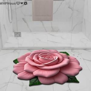WP💓💛💖 New Flower Carpet Special-shaped Soft Peony Floor Mat Durable 40x40cm Non-slip Absorbent Bathroom Floor Mat
