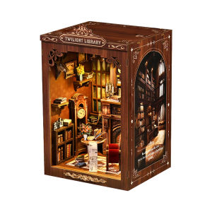 [Ready Stock]3D Wooden Book Nook DIY Miniature House Twilight Library AM01-002