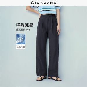Giordano Women Cooling pleated half elastic waist pants Free Shipping 05416324