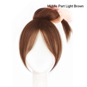 ERYRG Air Bangs NO Clips Hair Toppers Hair Extensions Middle Part Synthetic Hair Bangs Top Hair Bangs Closure Fringe Hair Pieces Female