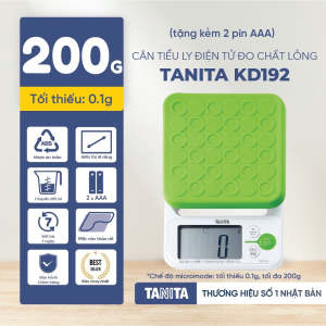 Cân điện tử nhà bếp Tanita KD-192 là một trong những sản phẩm cân pha chế được tin tưởng bởi những đầu bếp chuyên nghiệp