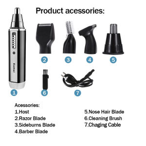 Kemei KM-6630 4 in 1 Razor Shaver For Men Electric Nose and ear trimmer Rechargeable Hair Trimmer For Men Grooming Set
