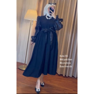 MIDI DRESS POLOS MIX ORGANZA FREE BELT TALI TERBARU BESTSELLER / DRESS KEKINIAN TERBARU