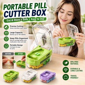 Portable Pill Cutter Compact Sealed Pill Organizer Travel Friendly Medicine Storage Box