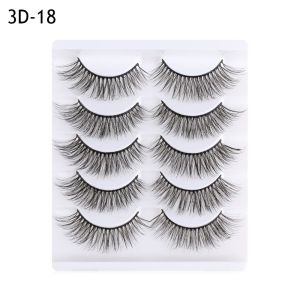 ZYJC SKONHED 5 Pairs Tàn ác miễn phí Wi Keo bao gồm Lông mi giả Tóc chồn 3D mềm mại Long tự nhiên Mở rộng lông mi