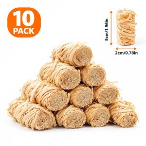 Natural Wax Wood Fire Starter Sticks 10Pcs for BBQ Fireplace Chimney Oven Charcoal Lighter Outdoor Camping