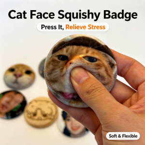 58mm Squishy Baji Plush Squish Pin Custom Photo Squishy Badge Slow Rebound Stress Relief Fidget Toy