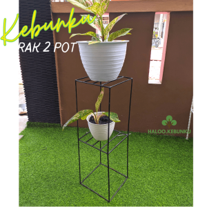 KEBUNKU Rak 2 Pot Susun Pot Bunga besi tinggi 60