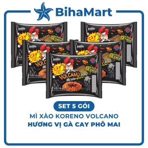 [SET 5 GÓI] - PALDO - Mì xào Koreno Volcano Gà cay phô mai Mì xào khô gà cay phô mai Koreno Volcano Paldo (118g/gói)
