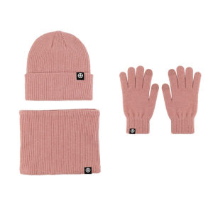 (SG Seller) 3pcs Women Men Winter Beanie Hat Gloves Scarf Set Thickened Fleece Lined Neck Cashmere Scarves Cap Set Touchscreen Gloves